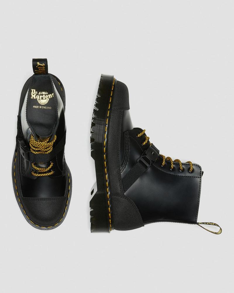 Black Women's Dr Martens 1460 Bex Tech Made in England Leather Lace Up Boots | CA 152JPQ